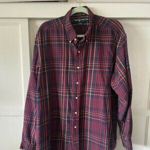 Ralph Lauren Blaire Men's Button Down Shirt Size XL Red Plaid 100% Cotton Casual
